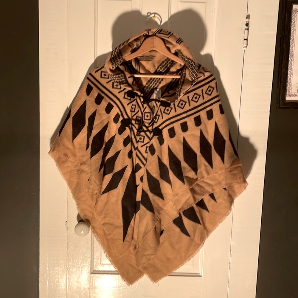 Two layer high collared poncho